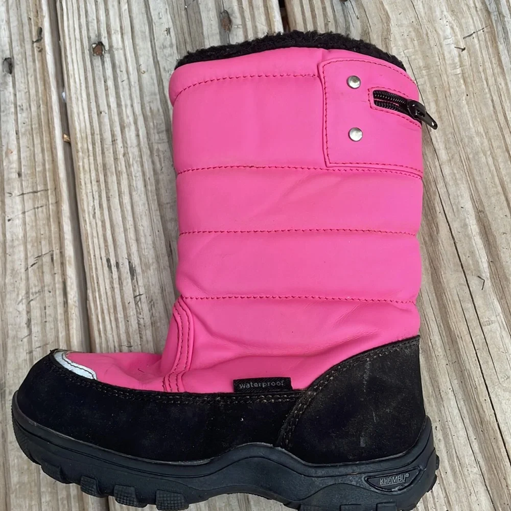 Khombu Girls Pink Waterproof Winter Snow Boots Insulated Youth Size 11M